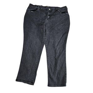 Lee Jeans Womens 22W Black Relaxed Fit Straight Leg Stretch Denim Plus Size